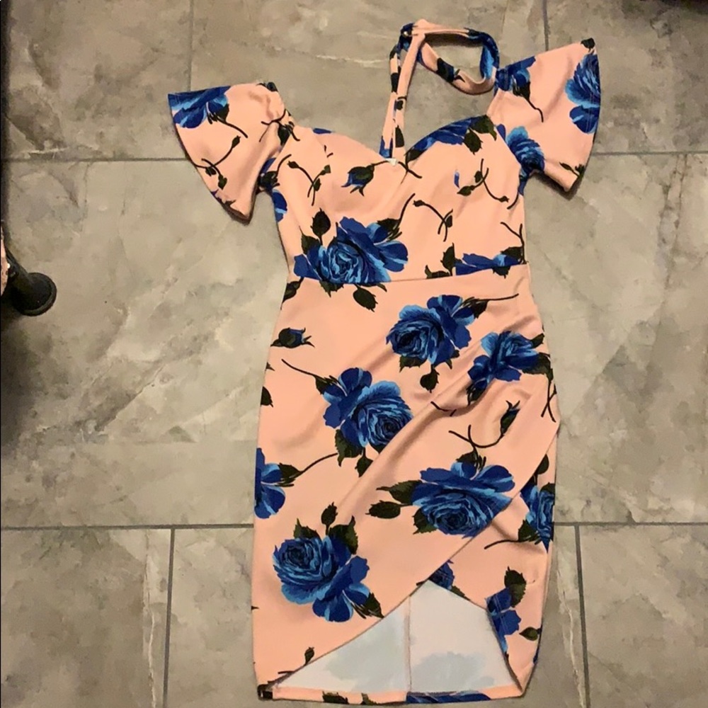 Pink floral form fitting dress